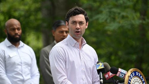 Georgia Democratic U.S. Sen. Jon Ossoff and Tennessee Republican U.S. Sen. Marsha Blackburn joined together in proposing stronger requirements for internet providers and websites to submit reports when they suspect a child is being sexually exploited online. It became law Tuesday. (Hyosub Shin / Hyosub.Shin@ajc.com)