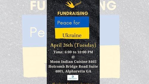 InterNations, along with Moon Indian Cuisine, will host a fundraising event for Ukrainian refugees 6 to 10 p.m. Tuesday, Apr. 26 at the restaurant, 8465 Holcombe Bridge Rd. in Alpharetta. (Courtesy InterNations)