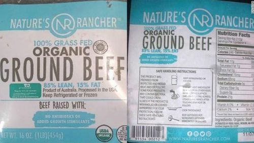 The ground beef recall affects 16-ounce vacuum-sealed packages of "Nature's Rancher 100% Grass Fed Organic Ground Beef 85% Lean, 15% Fat" and "Nature's Rancher 100% Grass Fed Organic Ground Beef 93% Lean, 7% Fat," the USDA said.