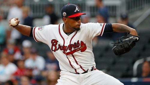 Julio Teheran of the Braves pitches against the San Francisco Giants at SunTrust Park on June 20, 2017 in Atlanta, Georgia. (Photo by Kevin C. Cox/Getty Images)