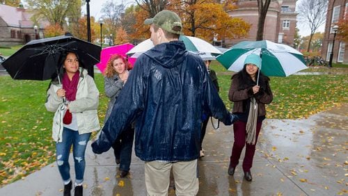 Six Georgians who lack legal status in the U.S. toured the Dartmouth College campus in Hanover, N.H., Friday. They are barred from attending five of Georgia’s top universities and paying heavily discounted in-state tuition rates at its others. Photo by Lars Blackmore.