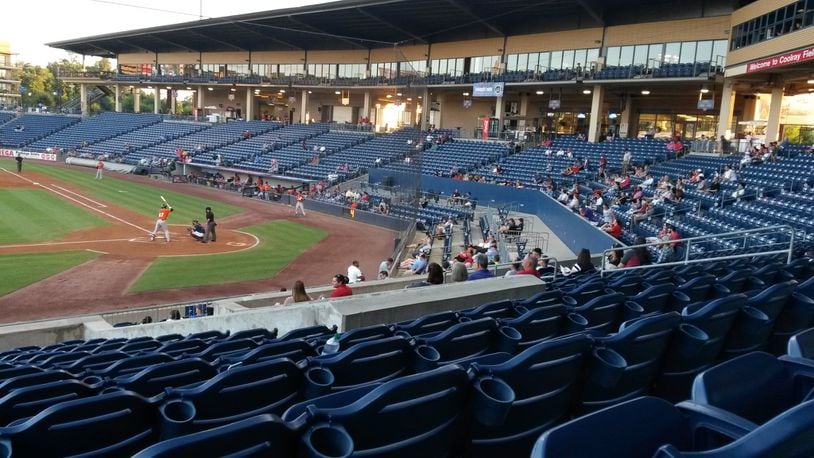 Attendance has fallen sharply for the Gwinnett Braves, a minor league team for the Atlanta Braves. The triple-A team’s general manager, North Johnson, said he’s looking for tactics to reverse the slide at Coolray Field north of Lawrenceville near the Mall of Georgia. MATT KEMPNER / AJC