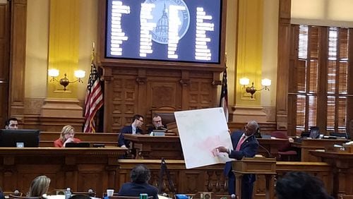 State Sen. Emanuel Jones, D-Decatur, debates a bill that would create the new city of Eagle’s Landing.