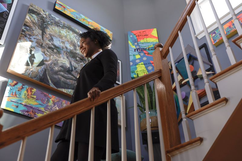 “We don’t have any artwork from artists we don’t know, have met or had some kind of conversation with” said Esohe Galbreath. “We think it’s important when you’re bringing energy into your house, that you know the person’s energy.” (Natrice Miller/ Natrice.miller@ajc.com)