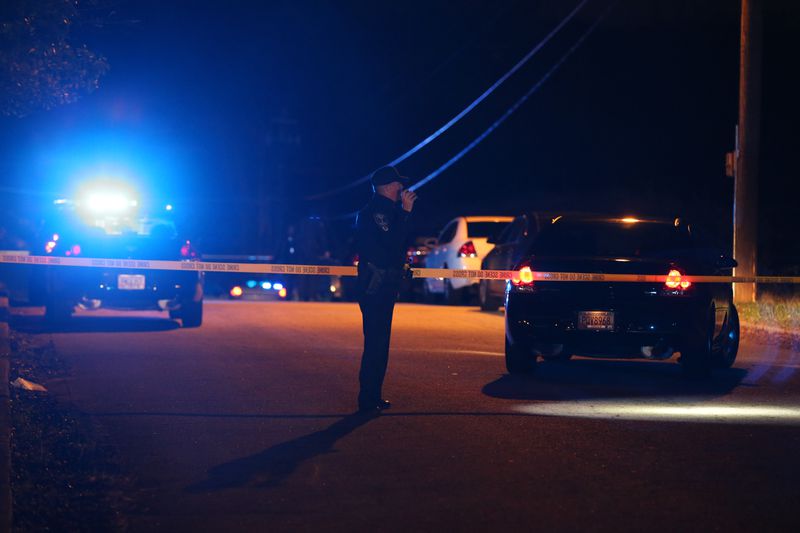 Two people were shot on Ember Drive in DeKalb County on Wednesday night, police said. A teenager was killed. (Ben Gray / bgray@ajc.com)