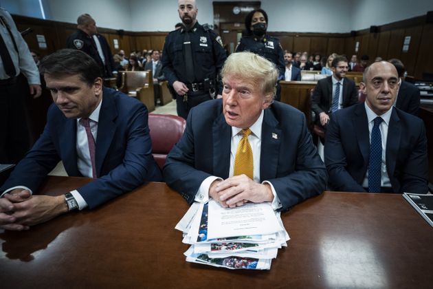 Former President Donald Trump sits in Manhattan Criminal Court in New York, Wednesday, May 29, 2024. (Jabin Botsford/The Washington Post via AP, Pool)