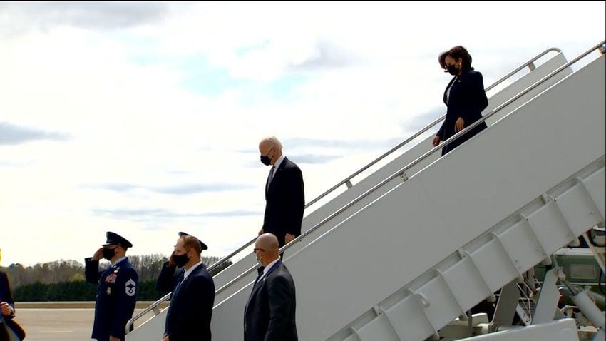 President Biden arrives in Atlanta to visit CDC, Asian-American leaders