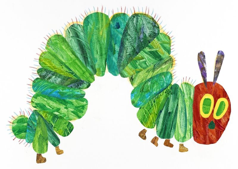 Illustration from the children’s book “The Very Hungry Caterpillar” by Eric Carle, whose work is on display in the High Museum show “I See a Story: The Art of Eric Carle.”