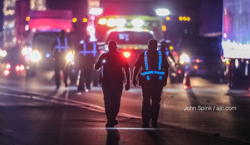 DeKalb police investigated a deadly pedestrian accident on I-285 West at I-85 South Wednesday morning. JOHN SPINK / JSPINK@AJC.COM