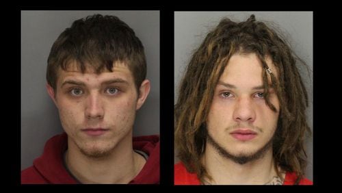 Cody Gaines (left) and Blake Sergel face aggravated assault and battery charges in connection with the robbery of a homeless man. (Credit: Cobb County Sheriff's Office)