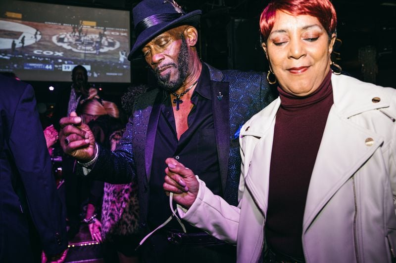 Seniors ages 55 and up enjoy nightlife at Ellery's Night Club and Lounge in southwest Atlanta on Wednesday, Feb. 21, 2024. (Olivia Bowdoin for the AJC).  