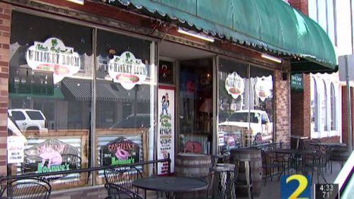 Officers found a man badly beaten outside of Johnnie MacCracken's Celtic Pub in Marietta early Saturday.