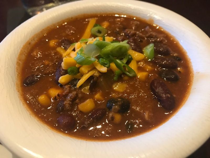 Bison Chili at Nic & Norman’s in Senoia is mild in heat, chock full of meat and beans, and satisfying on a cold winter day. LIGAYA FIGUERAS / LFIGUERAS@AJC.COM