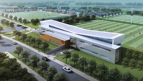 Atlanta United FC will construct a 3,500-seat stadium, three practice soccer fields and a two-story corporate headquarters on 41 acres of government land near Memorial Drive and I-285. An indoor training facility and additional fields may be built later. The team will play its first season in 2017 in the new stadium being built for the Falcons in downtown Atlanta. Credit: Atlanta United FC