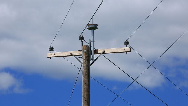 Part of AT&T’s Project AirGig system is seen on a utility pole. Photo provided by AT&T.