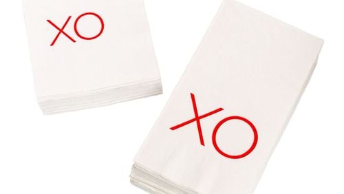 XO beverage napkins or paper XO hand towels from Hudson Grace