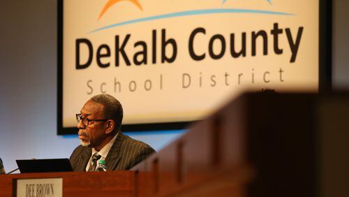 Former DeKalb County school superintendent Steve Green speaks at the DeKalb County Board of Education building during a meeting in February. EMILY HANEY / EMILY.HANEY@AJC.COM