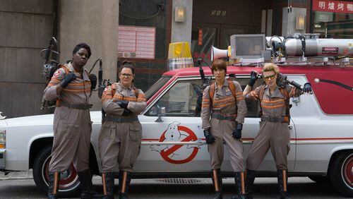 Leslie Jones, Melissa McCarthy, Kristen Wiig and Kate McKinnon take on the supernatural in “Ghostbusters.” (Sony Pictures)