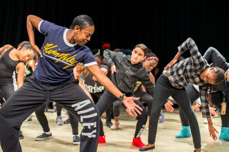 Dancer Nasha Thomas works with students at Miami's Richmond Heights Middle School. Photo credit: Justin Namon/Courtesy of Arsht Center