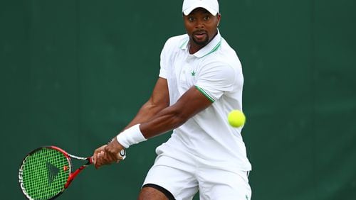 LONDON, ENGLAND - JUNE 28: Donald Young of The United States plays a forehand during the Men’s Singles first round match against Leonardo Mayer of Argentina on day two of the Wimbledon Lawn Tennis Championships at the All England Lawn Tennis and Croquet Club on June 28, 2016 in London, England. (Photo by Julian Finney/Getty Images)