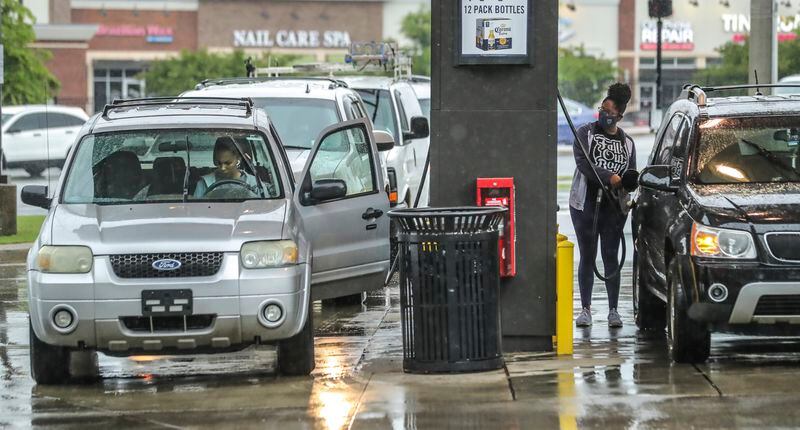 Gas prices have been on decline in recent weeks, though economists are wary the trend could reverse. In Georgia, the average price was $3.74 a gallon, down from $4.33 at the same time last month. (John Spink / John.Spink@ajc.com)

