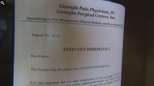 Clinics run by Georgia Pain Physicians, PC closed abruptly this week. (Credit: Channel 2 Action News)
