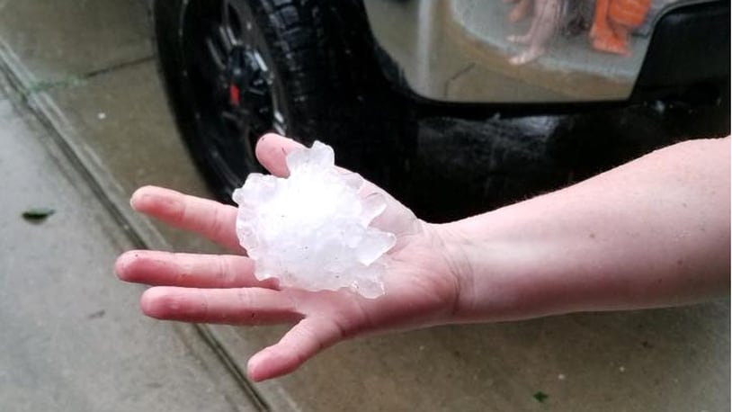A hailstone tying for the second largest in Georgia history fell in Dacula over the weekend, the National Weather Service said.
