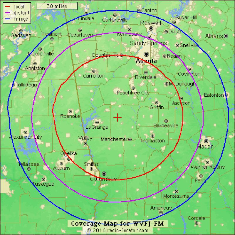 Joy 93.3's coverage map