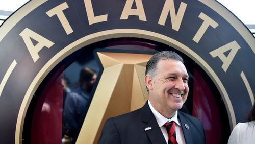 September 28, 2016 Atlanta: Atlanta United has named  Gerardo "Tate" Martino as the club's first head coach. Martino was introduced to the media during a press conference at the World of Coca-Cola Wednesday September 28, 2016.  BRANT SANDERLIN/BSANDERLIN@AJC.COM
