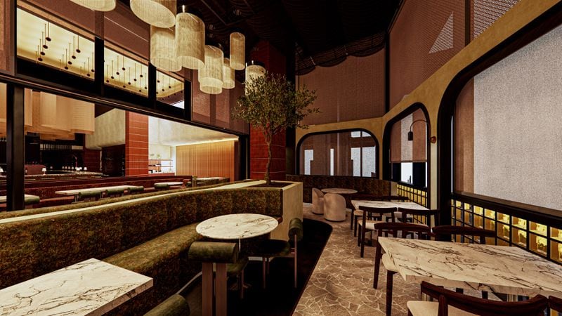 Rendering of Eden, a forthcoming French-inspired Mediterranean concept from the team behind Delbar and Bibi Eatery.