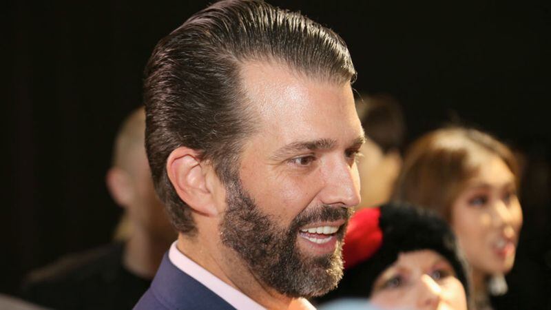 Donald Trump Jr. attends the Zang Toi runway show in Gallery II in Spring Studios during New York Fashion Week: The Shows at Spring Studios on February 13, 2019 in New York City.