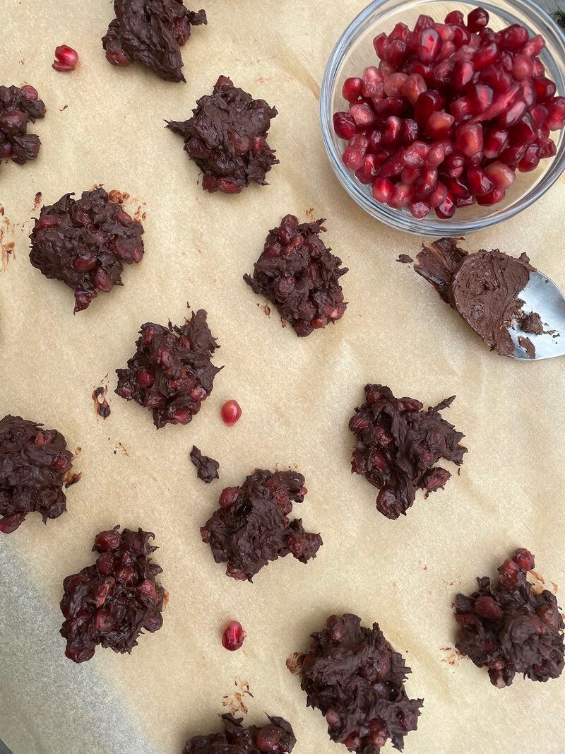 Chocolate-Covered Pomegranate Nibbles are not only delicious but full of antioxidants. (Courtesy of Nichole Dandrea-Russert)