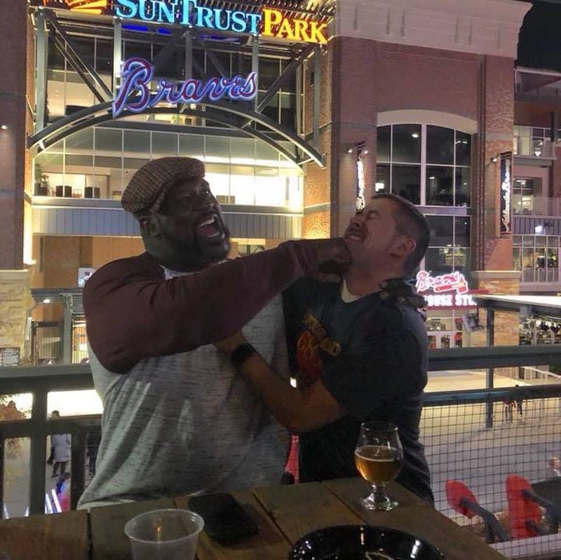 Shaq and podcast producer Rob Jenners duke it out.