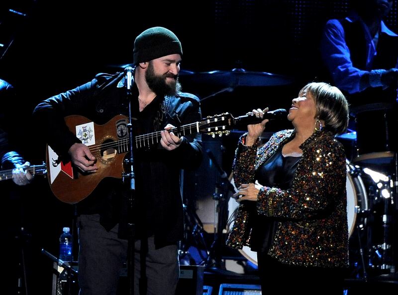 Zac Brown, left, and Mavis Staples perform "My City of Ruins" on stage at the MusiCares Person of the Year tribute honoring Bruce Springsteen at the Los Angeles Convention Center on Friday Feb. 8, 2013, in Los Angeles. (Photo by Chris Pizzello/Invision/AP)