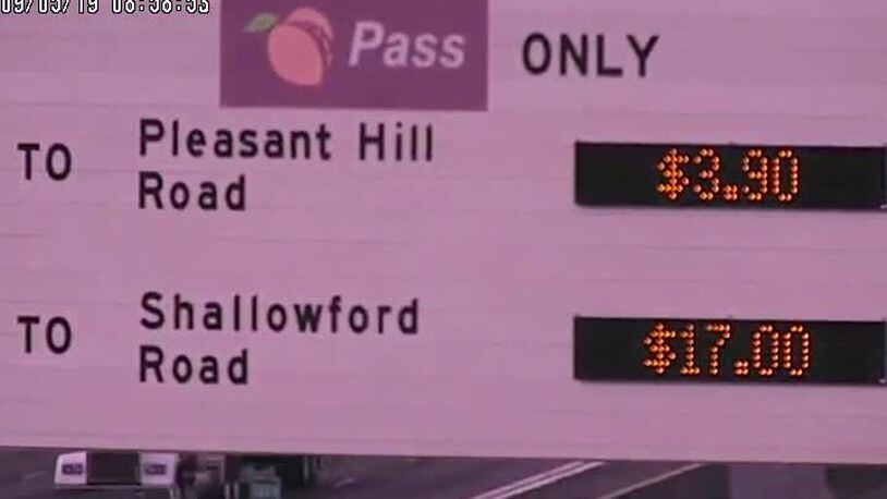 The toll on the I-85 express lanes in Gwinnett County tied a record $17 on Thursday morning, according to the State Road and Tollway Authority.
