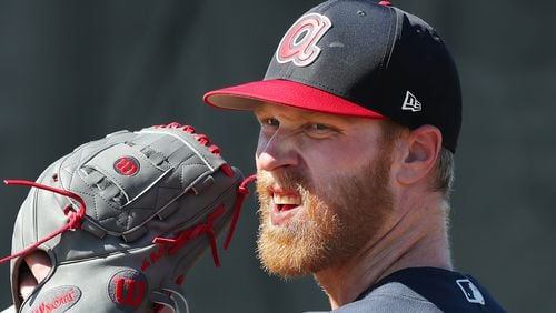 Braves pitcher Mike Foltynewicz prepares to deliver a pitch Saturday, Feb 17, 2018, at the ESPN Wide World of Sports Complex in Lake Buena Vista.  Curtis Compton/ccompton@ajc.com