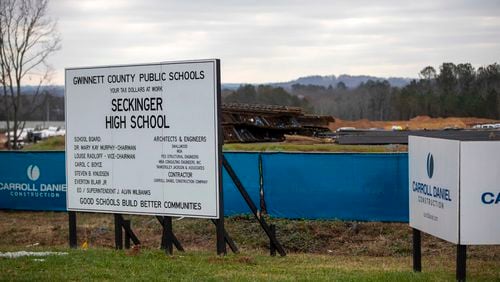 Construction of Seckinger High School, a Gwinnett County Public School in Buford, as photographed on December 17, 2020. (Alyssa Pointer / Alyssa.Pointer@ajc.com)