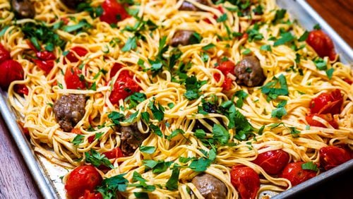 Linguine with Roasted Cherry Tomatoes and Sausage. CONTRIBUTED BY HENRI HOLLIS