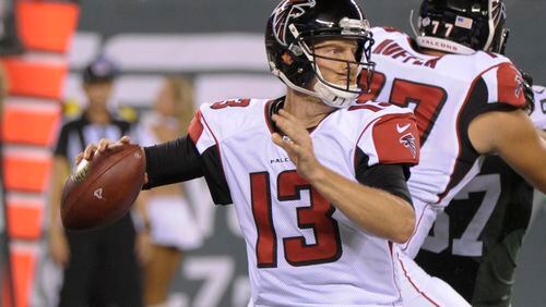 T.J. Yates has been ineffective for the Falcons in exhbition games. (AP Photo/Bill Kostroun)