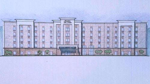 Snellville approves a 64,400-square-foot Hampton Inn & Suites at Pharrs Road and Scenic Highway. Courtesy City of Snellville
