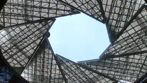 A view of the opening roof at Mercedes-Benz Stadium