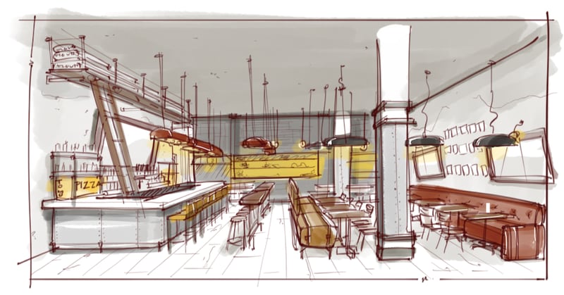  A rendering of the new restaurant from Anthony Spina and Billy Streck. / Rendering courtesy of Blue Hominy