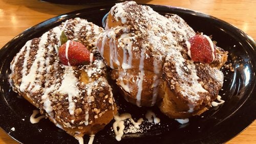 The Crown Royal Peach Cobbler French Toast at the Real Milk & Honey is over the top and darn tasty. CONTRIBUTED BY WENDELL BROCK