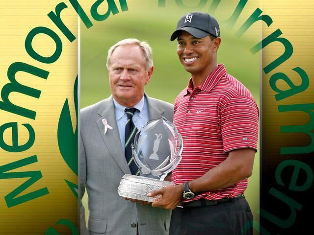 Tiger Woods poses with Jack Nicklaus after Woods won the Memorial Tournament, Muirfield Village Golf Club, Dublin, Ohio in June of 2009.