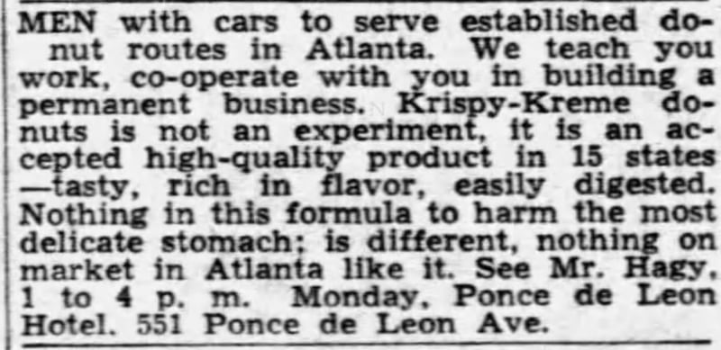 This advertisement appeared in The Atlanta Constitution in 1937.