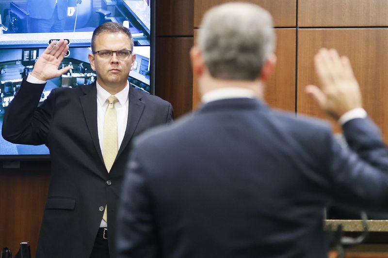 Court of Appeals Judge Christian Coomer takes the stand on Day 1 of his ethics hearing in October.
(Natrice Miller/natrice.miller@ajc.com)  


