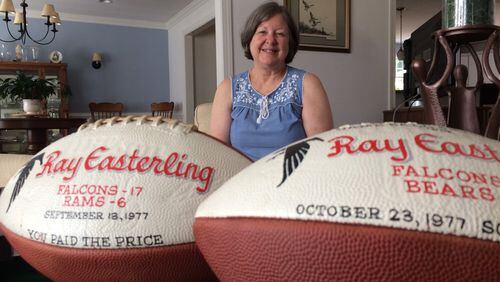 Mary Ann Easterling, widow of former Falcons safety Ray Easterling, still keeps the mementos of the historic 1977 season at her Richmond, Va., home.