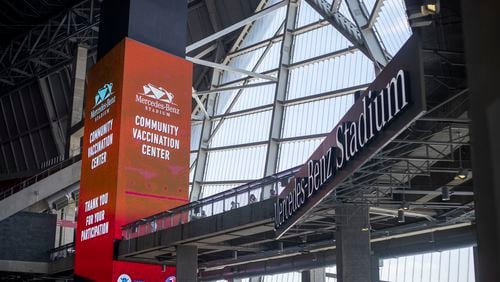 As demand for COVID vaccines continues to fall in Georgia, the community vaccination site at Mercedes-Benz Stadium is scheduled to close on Monday, June 7. (Alyssa Pointer / Alyssa.Pointer@ajc.com)