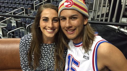 Ben McCleskey, 21, and Avery Armstrong, 23, started dating after the first Hawks Tinder night.  PHOTO BY HELENA OLIVIERO