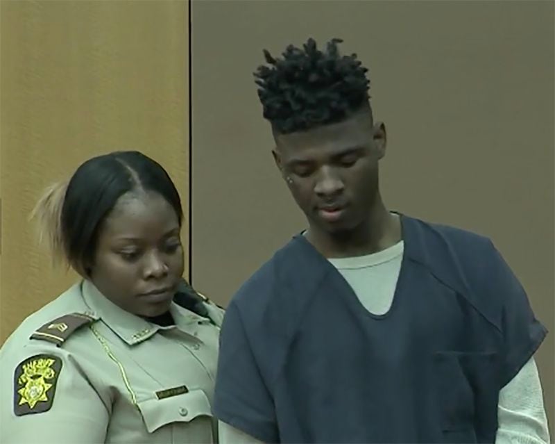 Jayden Myrick, shown in court in September 2018, is accused of fatally shooting Christian Broder, 34, outside the Capital City Club in Atlanta in July 2018. (WSB TV Channel 2 Action News)